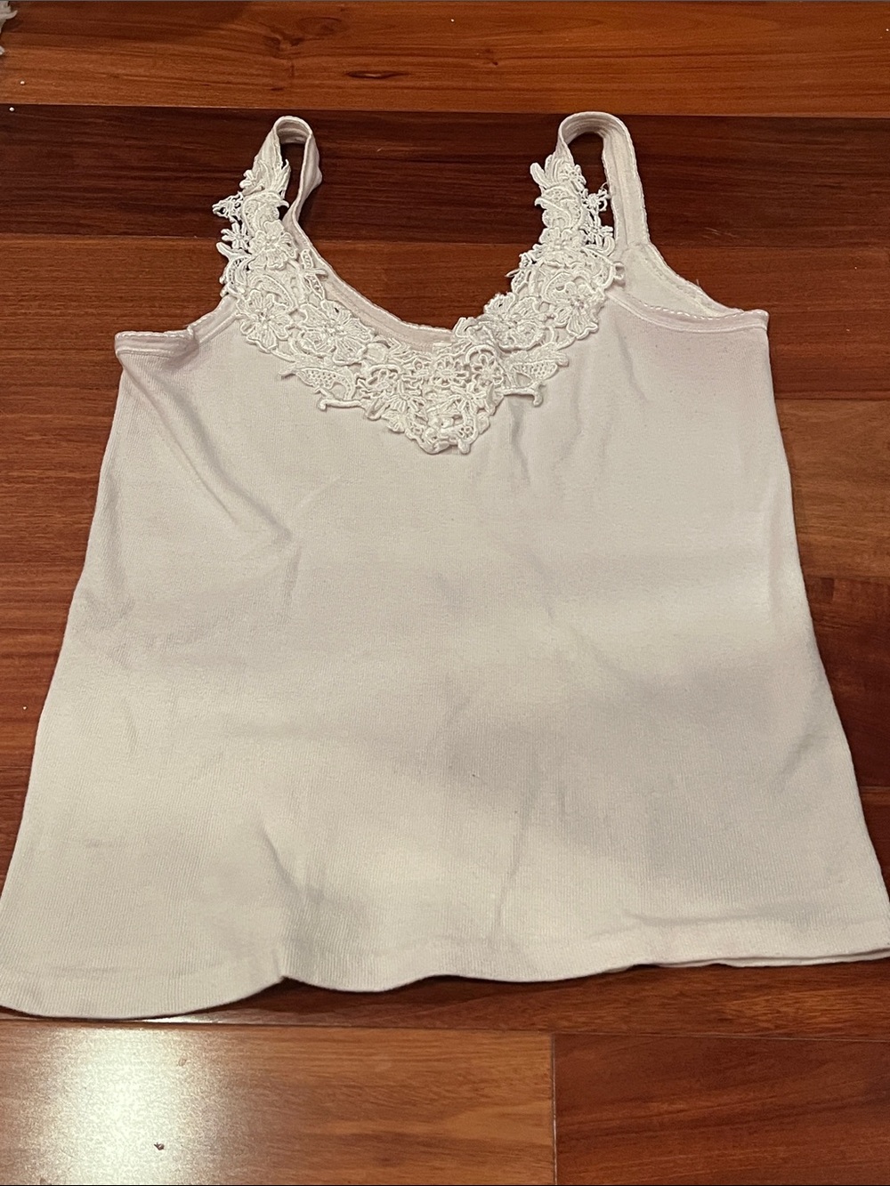 Kleid's White Lace-Trim Cotton Cami Tank Top